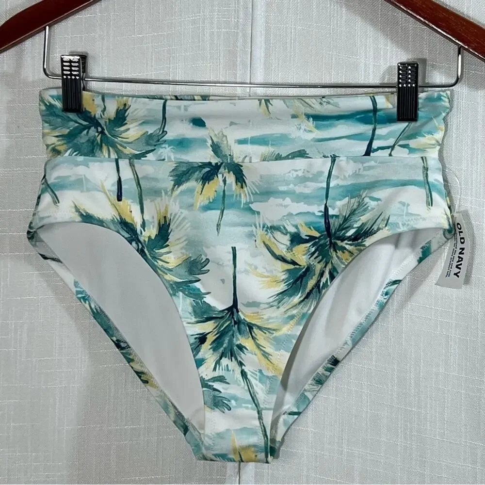 Old Navy NWT Tropical Print High Waist‎ Swim Bikini Bottoms Size Small